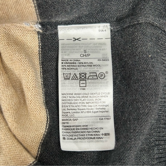 GAP Womens Crewneck Color Block Sweater Black, Gray, and Tan Stripes - Picture 4 of 8